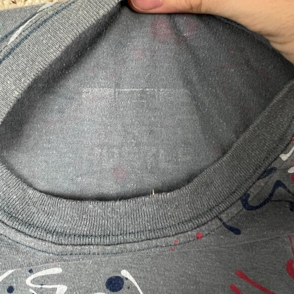 Launder by Bailey Apparel Gray Teddy Bear Shirt Paint Splatter Cool T Shirt Crew - Picture 4 of 7